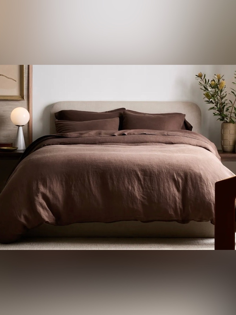 NWOT Quince European Linen 1 Piece Duvet Cover, King/Cal (Espresso)